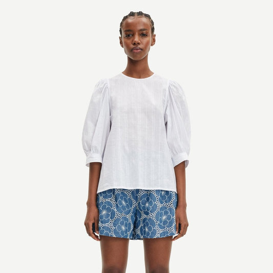 Floral Broderie Anglaise Shorts - Blue