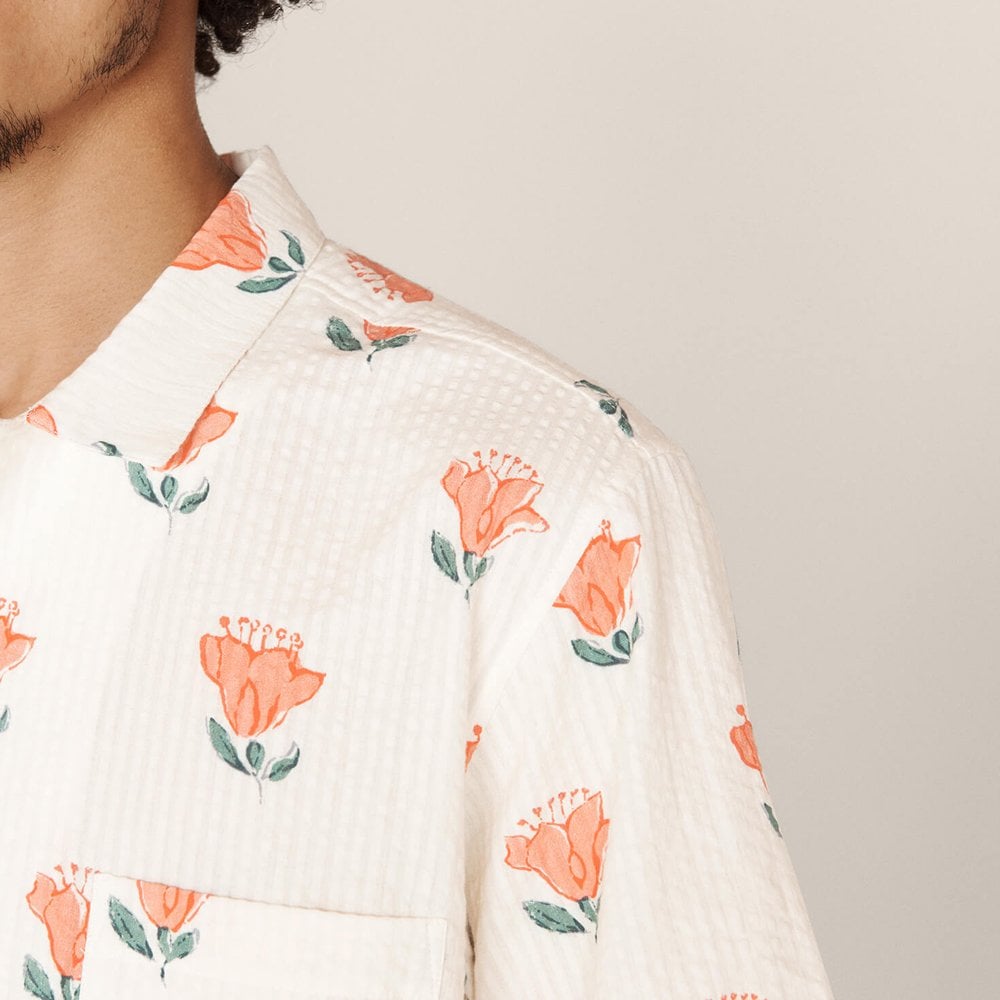 Floral Seersucker Shirt - Off-White