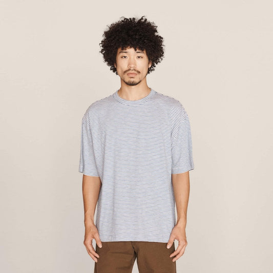 - Cotton Mini Stripe Jersey T-Shirt - Lilac/Blue