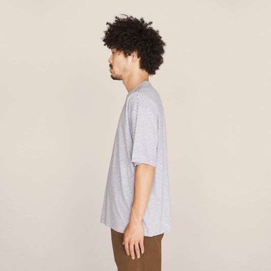 - Cotton Mini Stripe Jersey T-Shirt - Lilac/Blue