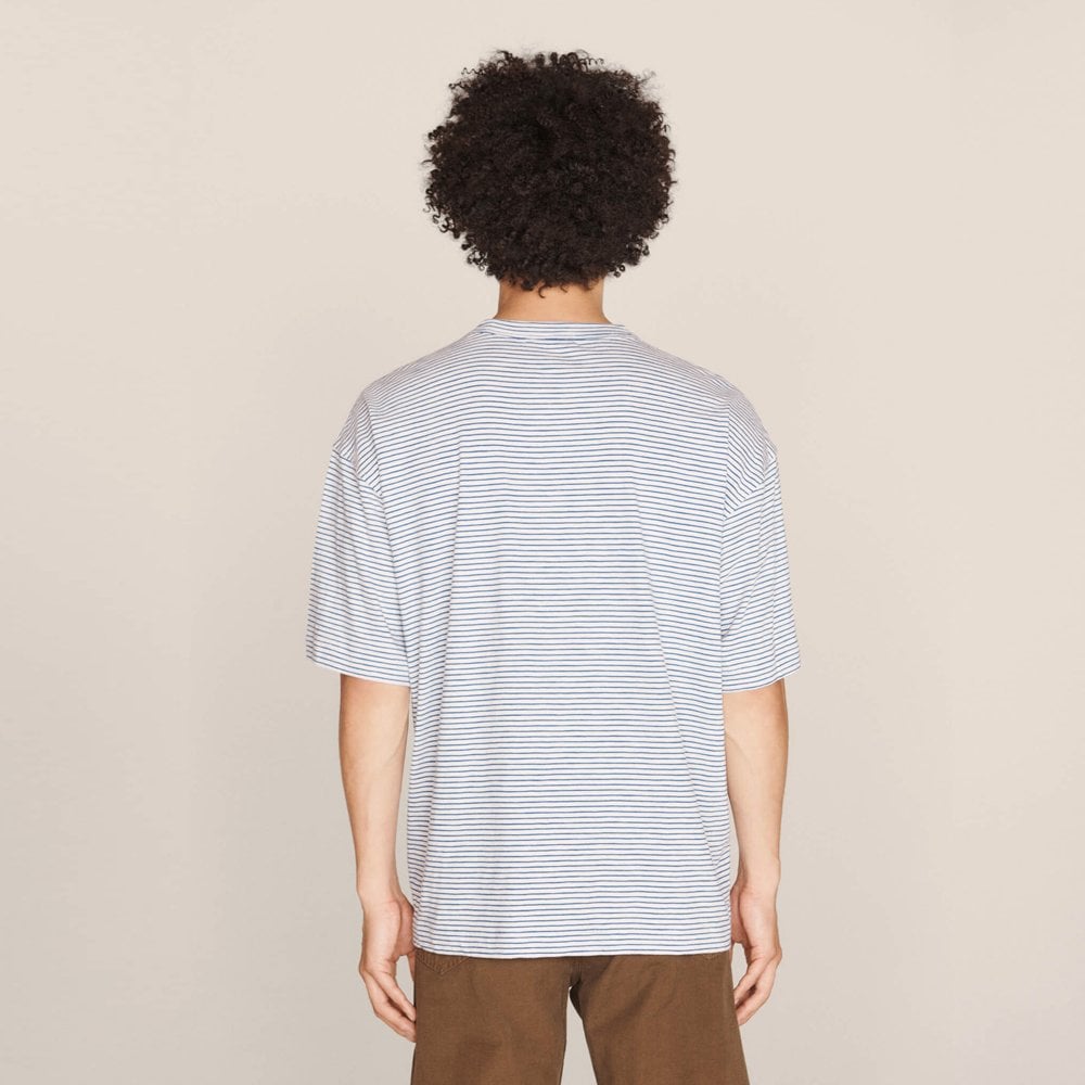 - Cotton Mini Stripe Jersey T-Shirt - Lilac/Blue