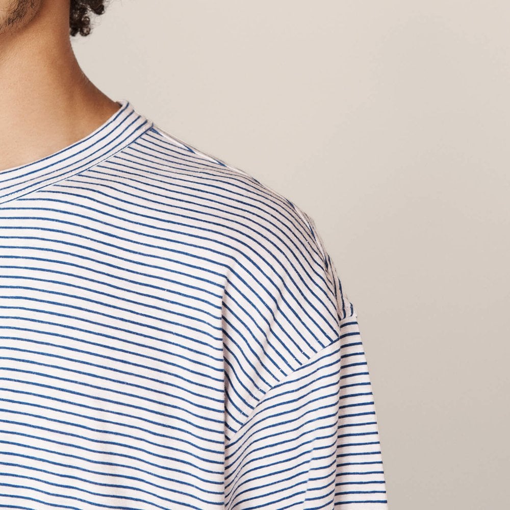 - Cotton Mini Stripe Jersey T-Shirt - Lilac/Blue