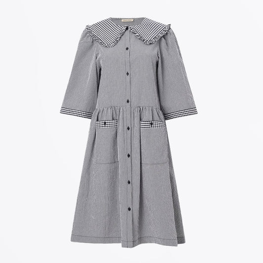 - Priel Lou Gingham Dress - Black/White