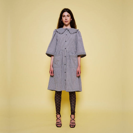 - Priel Lou Gingham Dress - Black/White