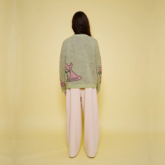 - Adelin Fox Pullover - Green/Pink
