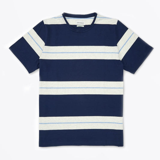 - Conduit - Organic Cotton Stripe T-Shirt - Navy