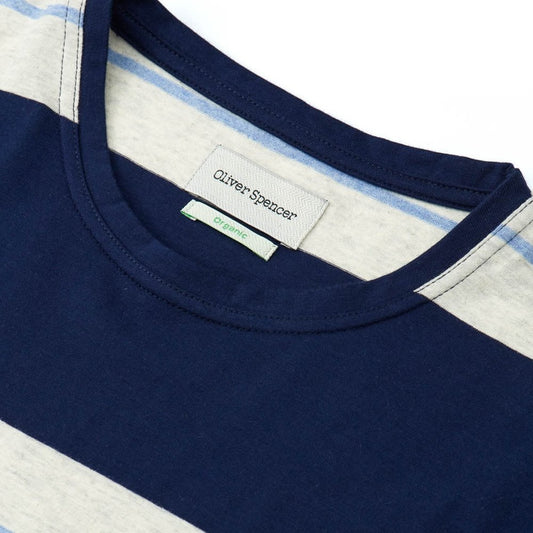 - Conduit - Organic Cotton Stripe T-Shirt - Navy