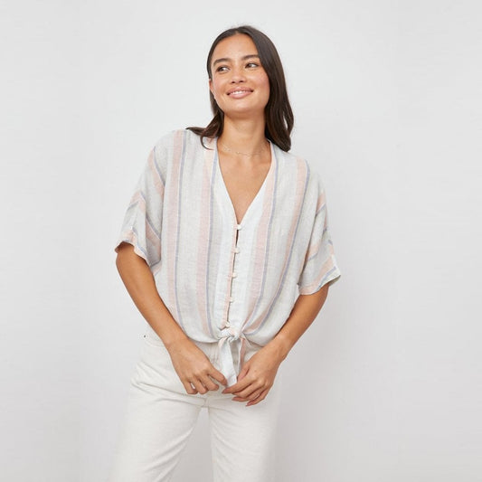 - Thea - Multi-Stripe Top - White