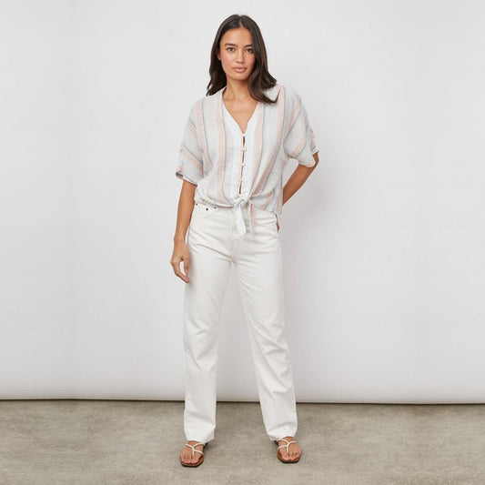 - Thea - Multi-Stripe Top - White