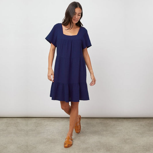 - Valentina Cotton Mini Dress - Blue