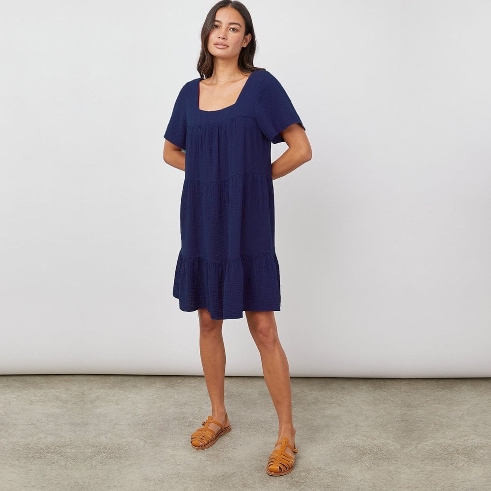 - Valentina Cotton Mini Dress - Blue