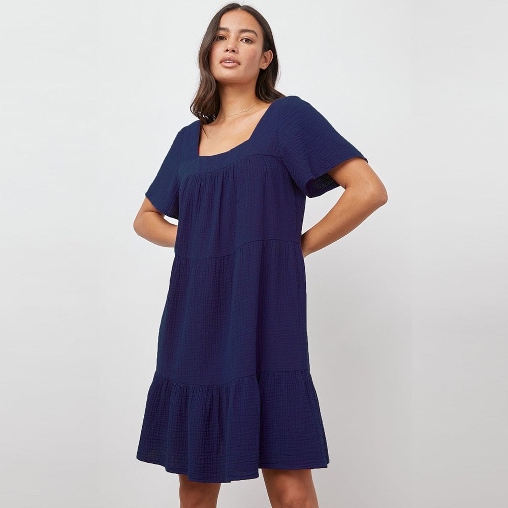 - Valentina Cotton Mini Dress - Blue