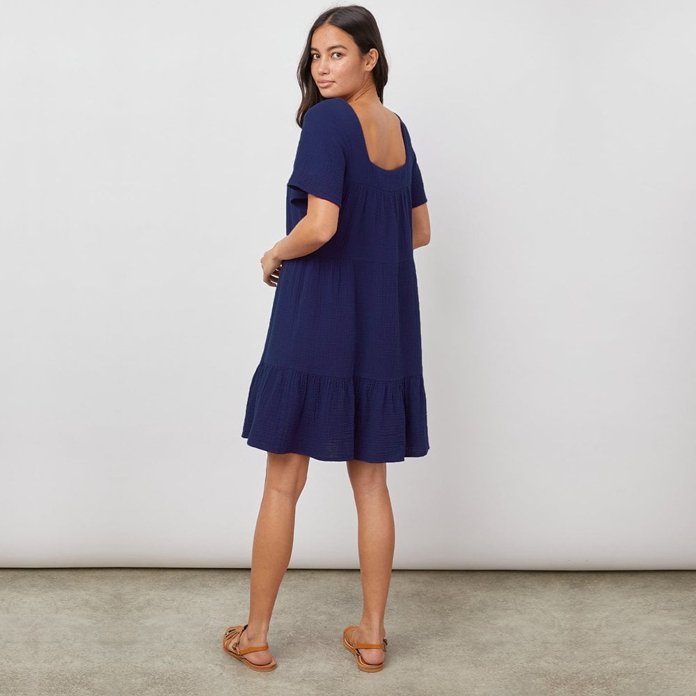 - Valentina Cotton Mini Dress - Blue