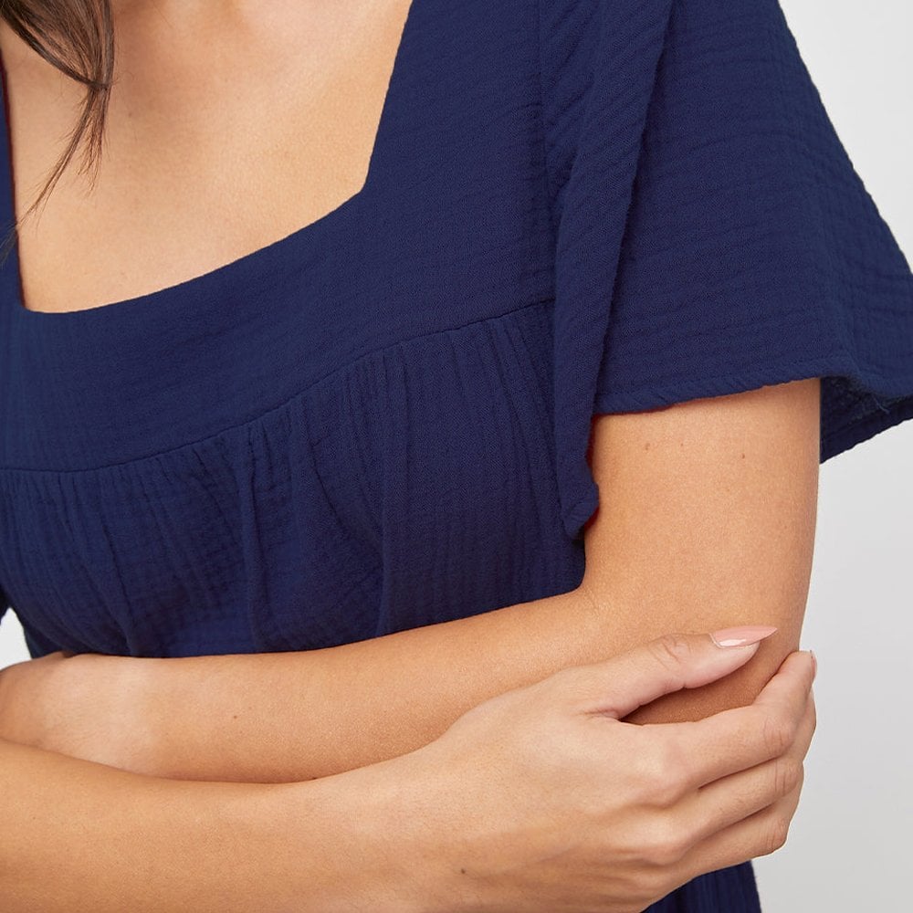 - Valentina Cotton Mini Dress - Blue