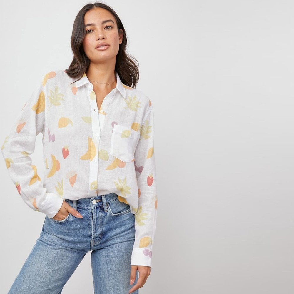 - Charlie Cut Out Fruits Print Shirt - White