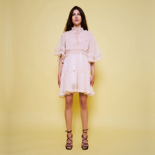 - Elaya Ruffle Mini Dress - Cream