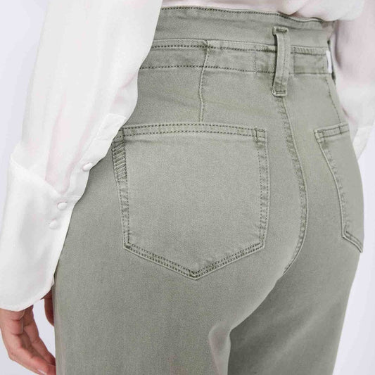 - Carly - Waistband Tie Jeans - Vintage Green