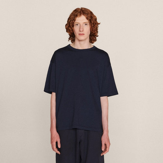- Cotton Slub Jersey T-Shirt - Navy