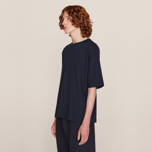 - Cotton Slub Jersey T-Shirt - Navy