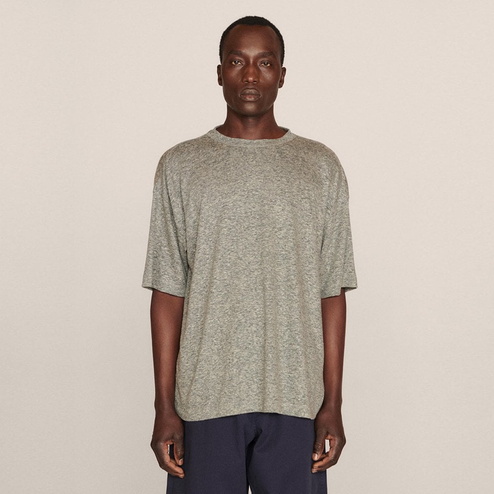  - Linen Blend Marl Jersey T-Shirt - Grey