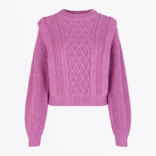 - Cable Knit Sweater - Pink