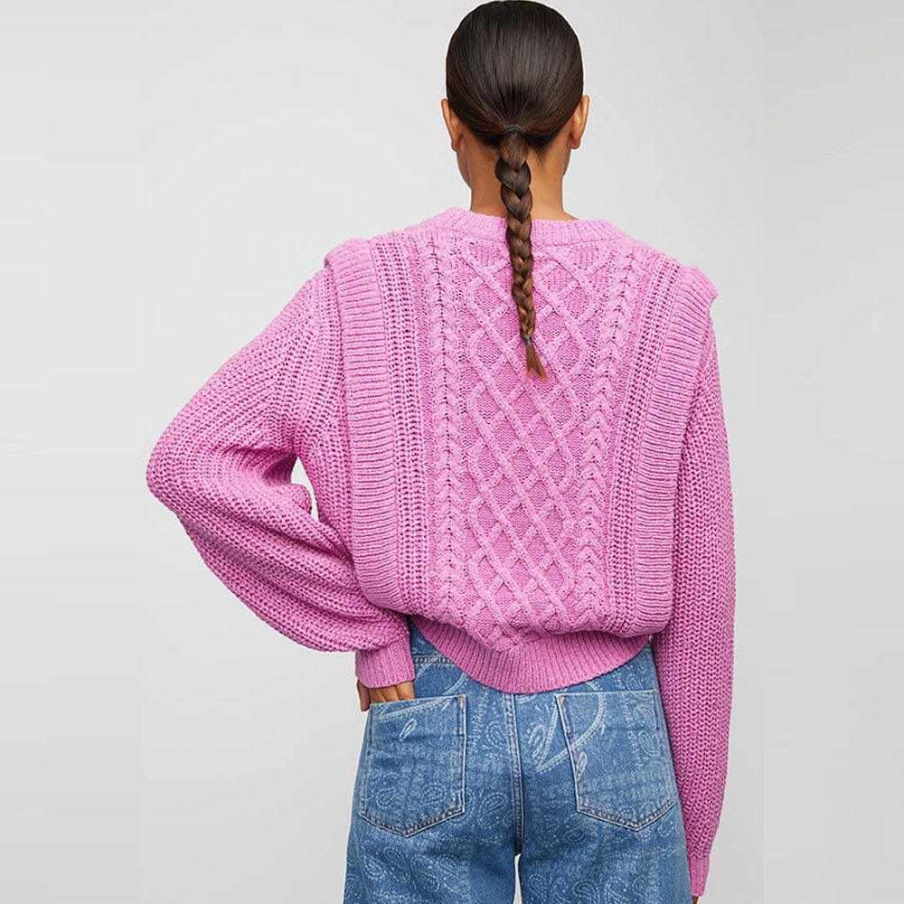 - Cable Knit Sweater - Pink