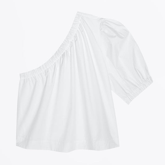 Jayla Cotton Poplin Asymmetric Top - White