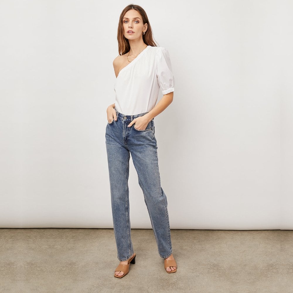 Jayla Cotton Poplin Asymmetric Top - White