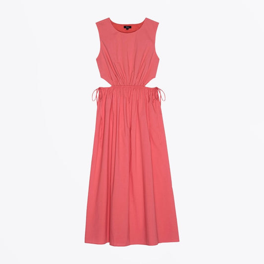 - Yvette - Cotton Midi Dress -  Coral