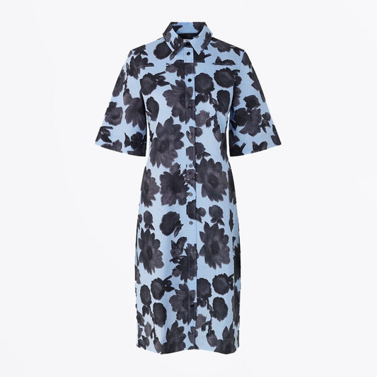 - Abstract Floral Dress - Blue/Black