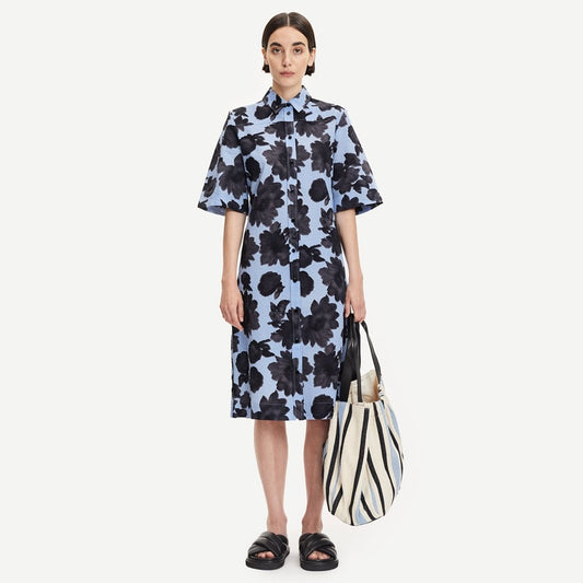 - Abstract Floral Dress - Blue/Black