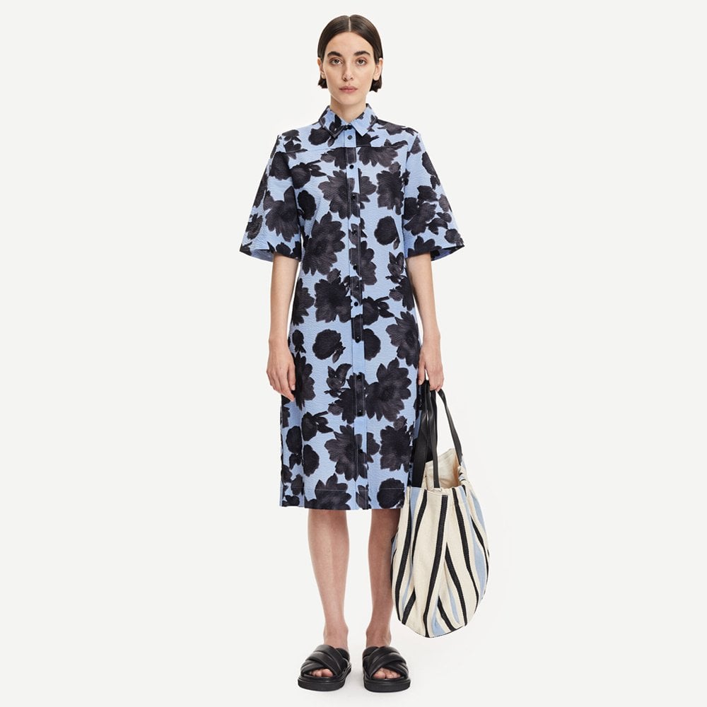 - Abstract Floral Dress - Blue/Black