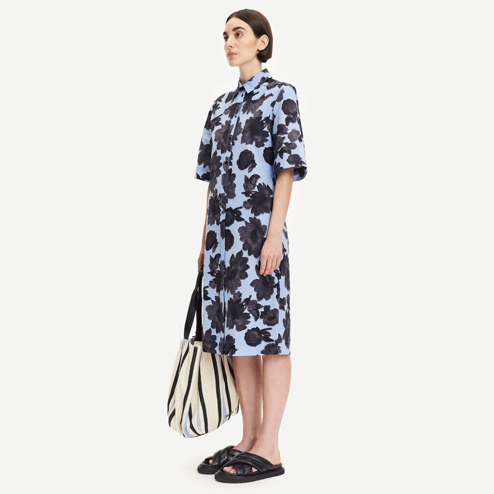 - Abstract Floral Dress - Blue/Black