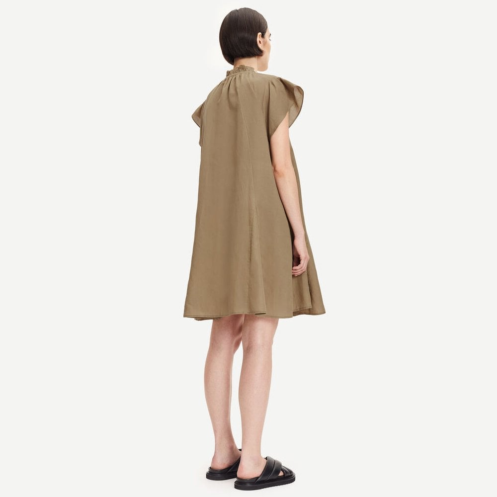 Samsoe Linen-Blend Mini Dress - Khaki/Brown