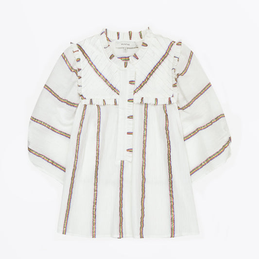 - Calm - Peasant Striped Top - White