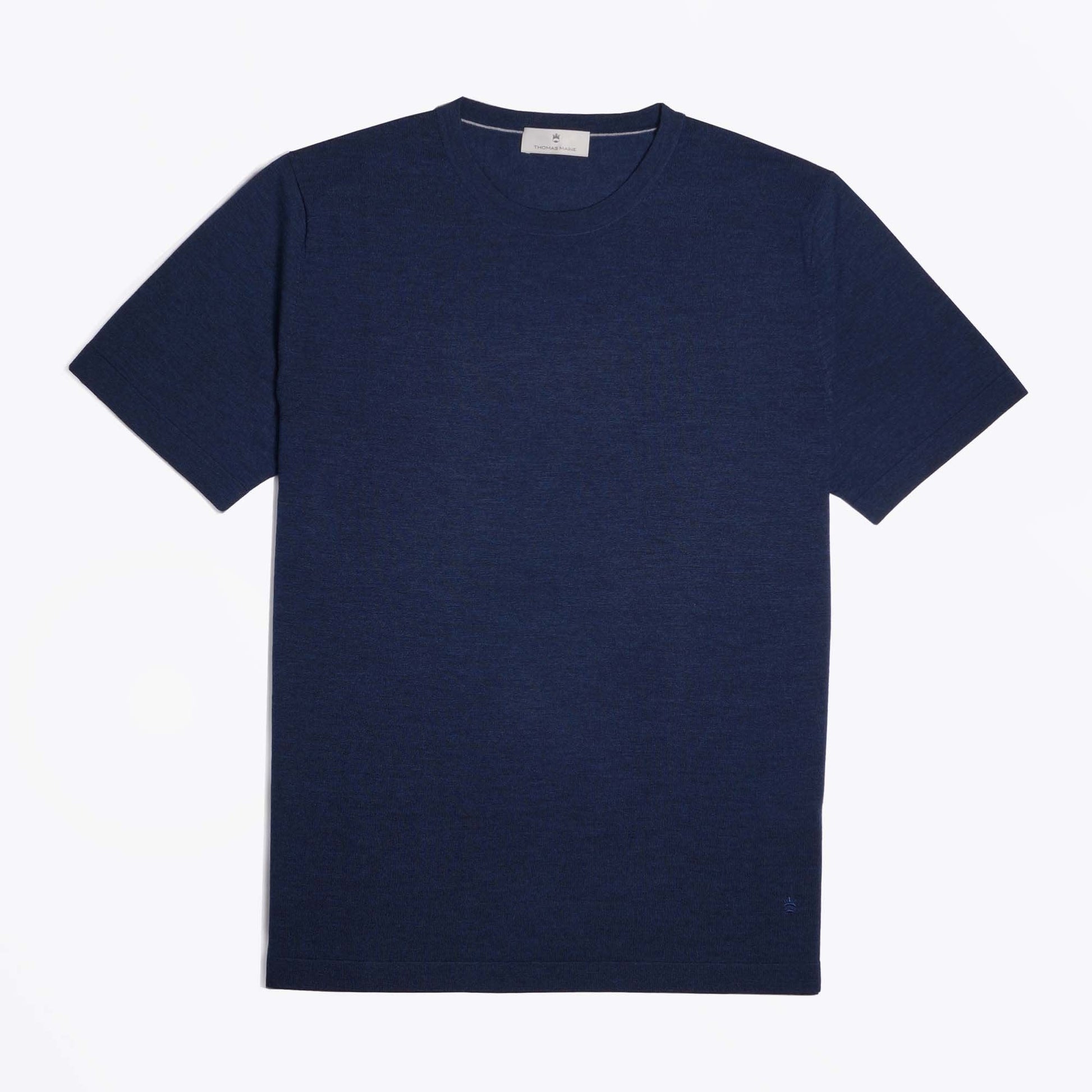 Thomas Merino Crew Neck T-Shirt - Navy