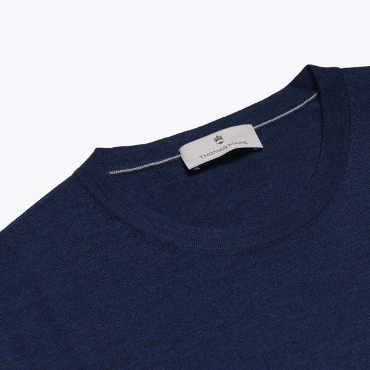 Merino Crew Neck T-Shirt - Navy