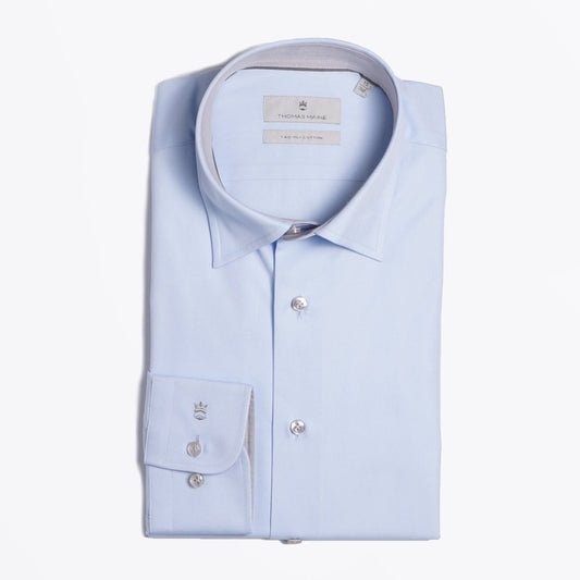 Grey Trim Insert Shirt - Blue