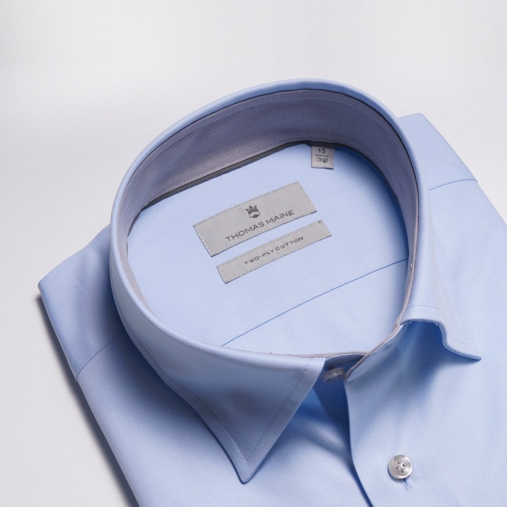 Thomas Grey Trim Insert Shirt - Blue
