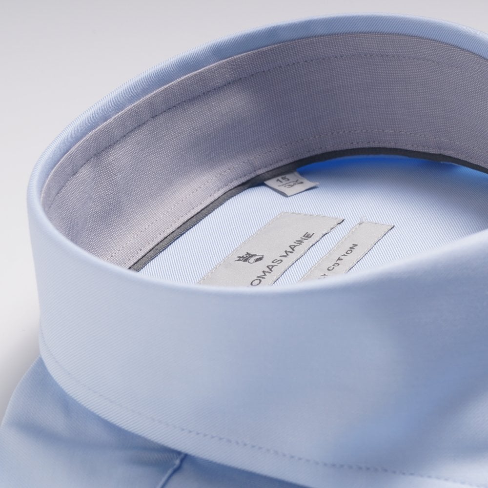 Grey Trim Insert Shirt - Blue
