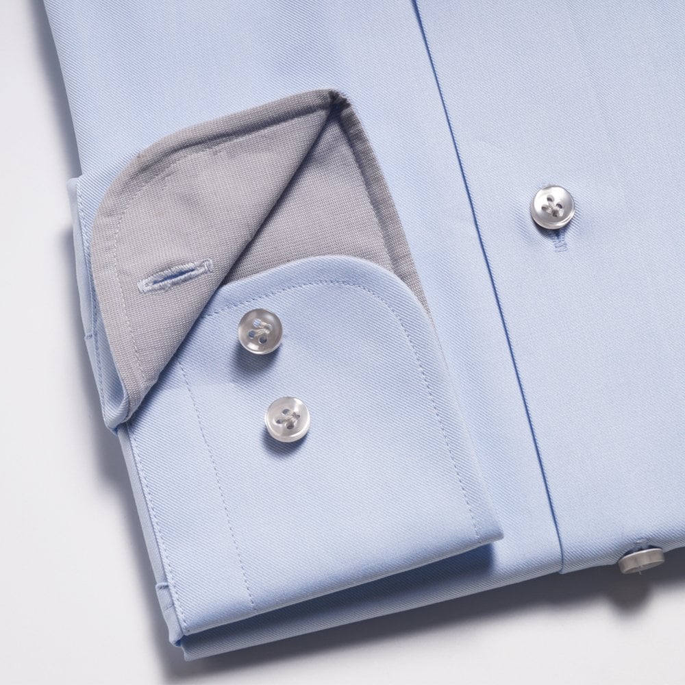Grey Trim Insert Shirt - Blue