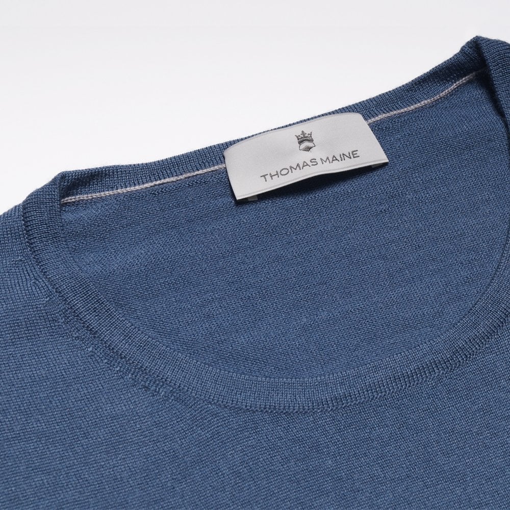 Merino Crew Neck Sweater - Blue