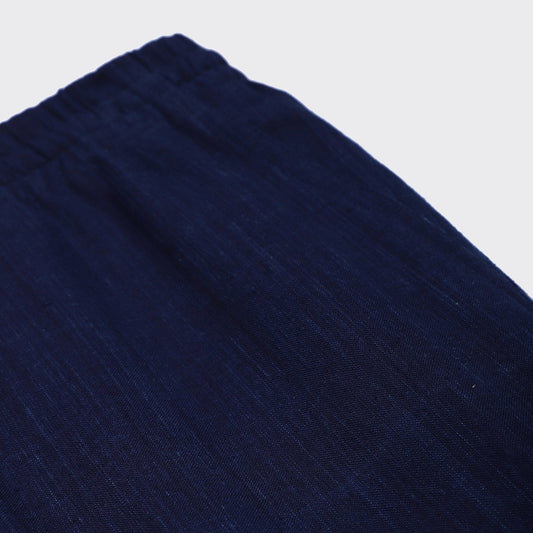 - Cotton Drawstring Trousers - Navy