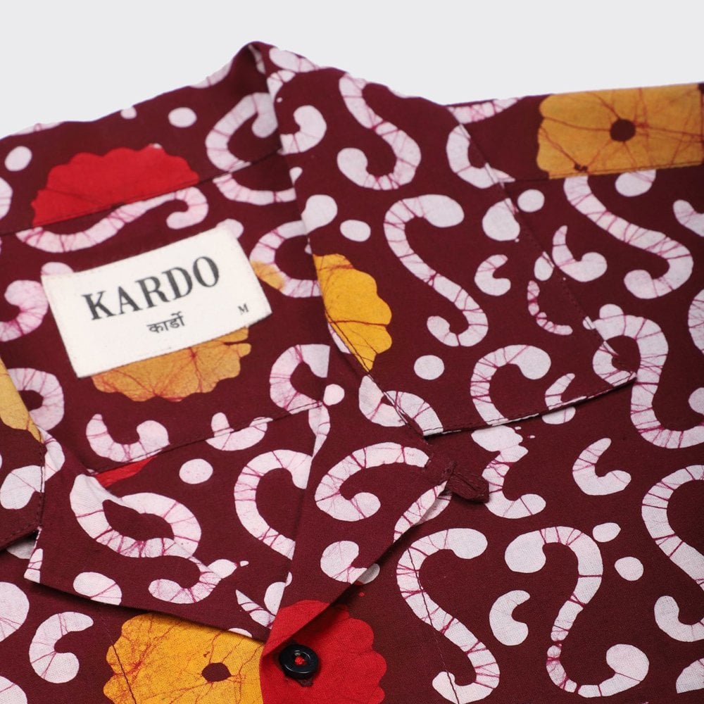 - Lamar Print Shirt - Burgundy/Multi