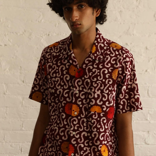 Lamar Print Shirt - Burgundy/Multi