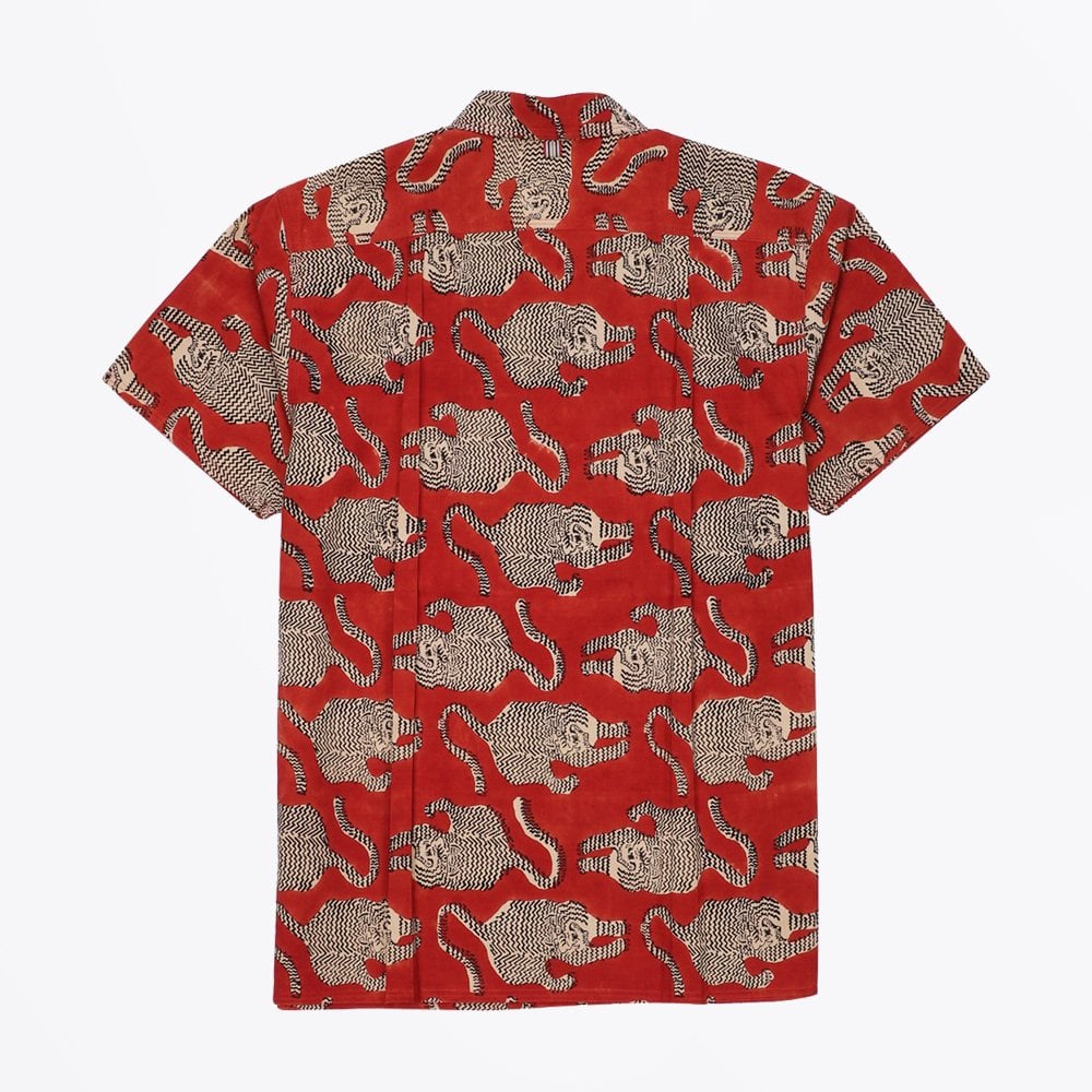 - Chintan Tiger Print Short Sleeve Shirt - Red
