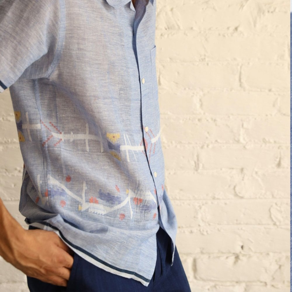 - Chintan Woven Geometric Shirt - Blue