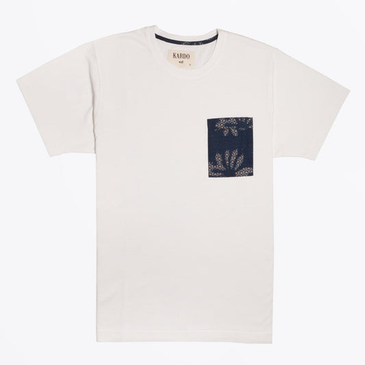 Floral Print Patch Pocket T-Shirt - White
