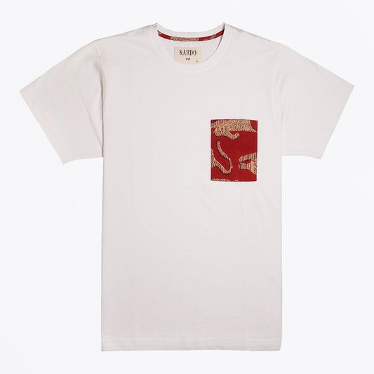 - Tiger Print Patch Pocket T-Shirt - White