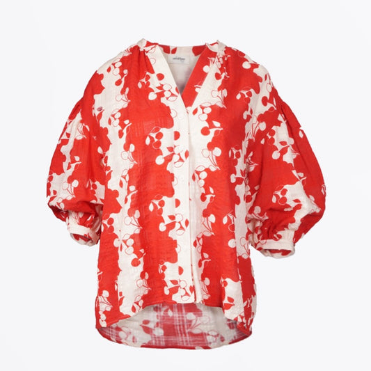 - Cherry Print Shirt - Red